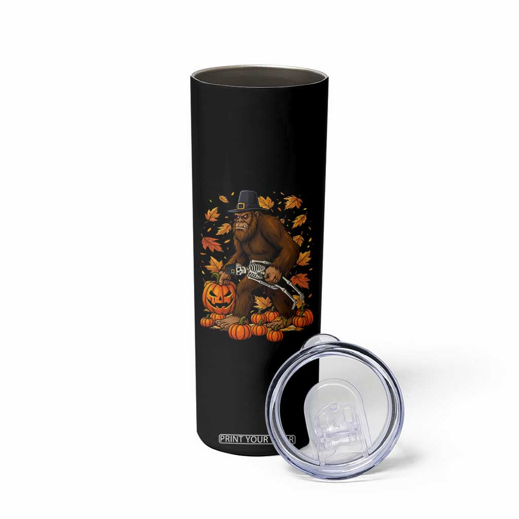 Funny Bigfoot Skeleton Skinny Tumbler Thanksgiving Day Sasquatch Pilgrim TS14 Print Your Wear