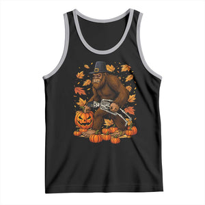 Funny Bigfoot Skeleton Tank Top Thanksgiving Day Sasquatch Pilgrim TS14 Black Athletic Heather Print Your Wear