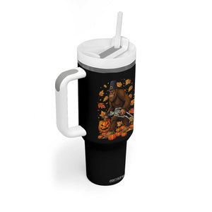 Funny Bigfoot Skeleton Tumbler With Handle Thanksgiving Day Sasquatch Pilgrim TS14 Print Your Wear