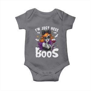 Funny Skull Halloween Baby Onesie I Am Just Here For The Boos Skeleton Party Girl TS14 Charcoal Print Your Wear