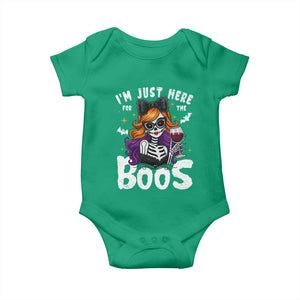Funny Skull Halloween Baby Onesie I Am Just Here For The Boos Skeleton Party Girl TS14 Irish Green Print Your Wear