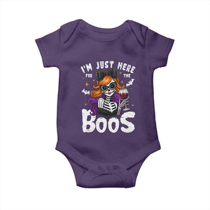 Funny Skull Halloween Baby Onesie I Am Just Here For The Boos Skeleton Party Girl TS14 Purple Print Your Wear