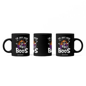 Funny Skull Halloween Coffee Mug I Am Just Here For The Boos Skeleton Party Girl TS14 Print Your Wear