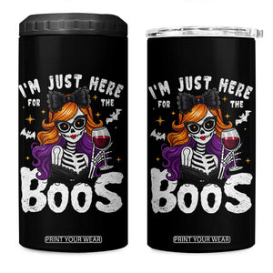 Funny Skull Halloween 4 in 1 Can Cooler Tumbler I Am Just Here For The Boos Skeleton Party Girl TS14 One Size: 16 oz Black Print Your Wear