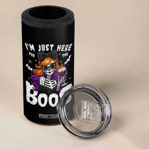 Funny Skull Halloween 4 in 1 Can Cooler Tumbler I Am Just Here For The Boos Skeleton Party Girl TS14 Print Your Wear