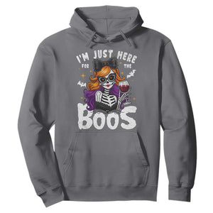 Funny Skull Halloween Hoodie I Am Just Here For The Boos Skeleton Party Girl TS14 Charcoal Print Your Wear