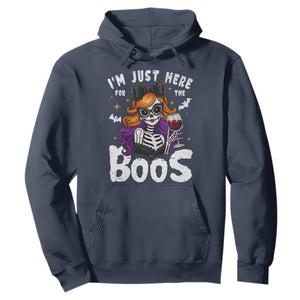 Funny Skull Halloween Hoodie I Am Just Here For The Boos Skeleton Party Girl TS14 Navy Print Your Wear