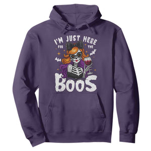 Funny Skull Halloween Hoodie I Am Just Here For The Boos Skeleton Party Girl TS14 Purple Print Your Wear