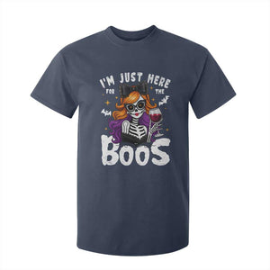 Funny Skull Halloween T Shirt For Kid I Am Just Here For The Boos Skeleton Party Girl TS14 Navy Print Your Wear