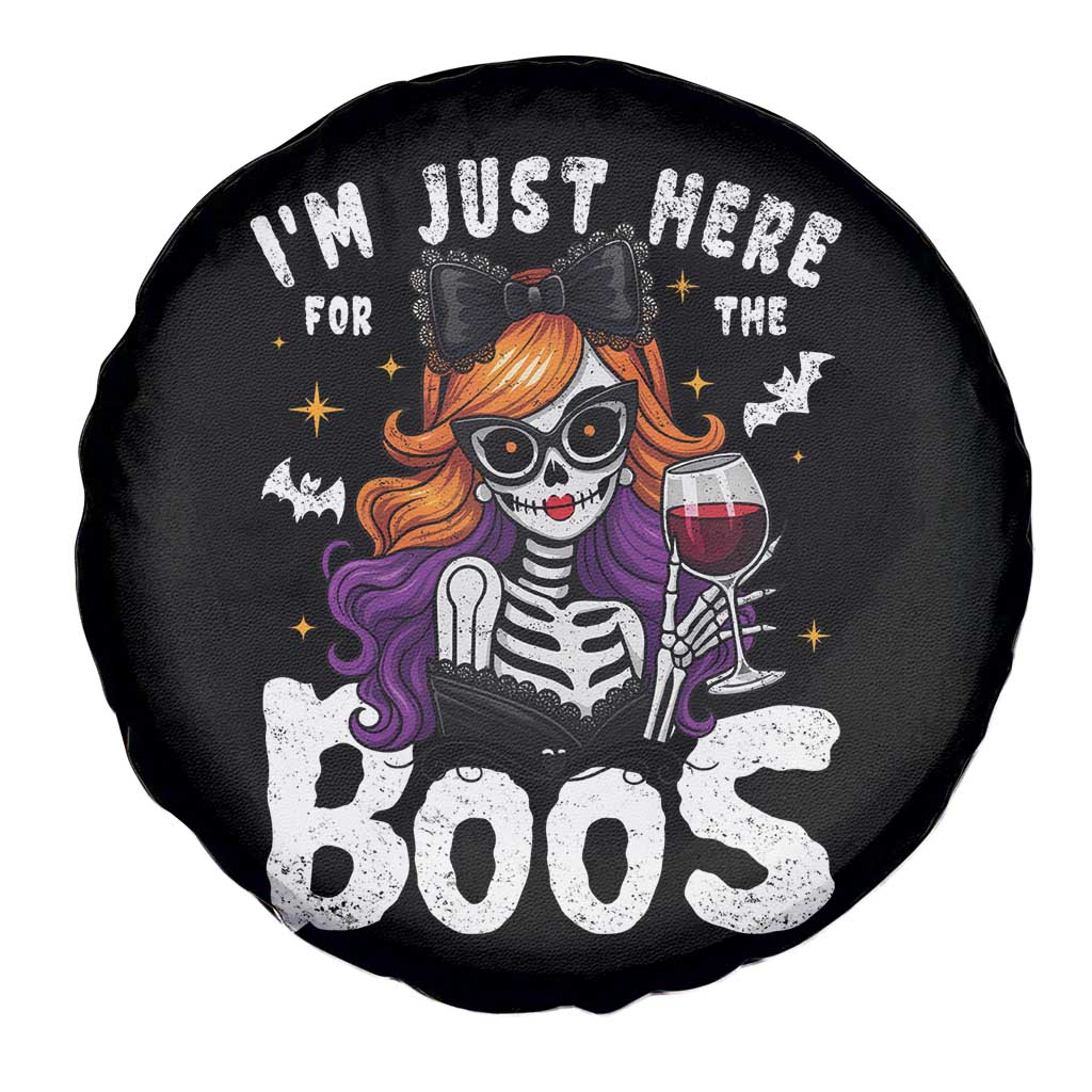 Funny Skull Halloween Spare Tire Cover I Am Just Here For The Boos Skeleton Party Girl TS14 Print Your Wear