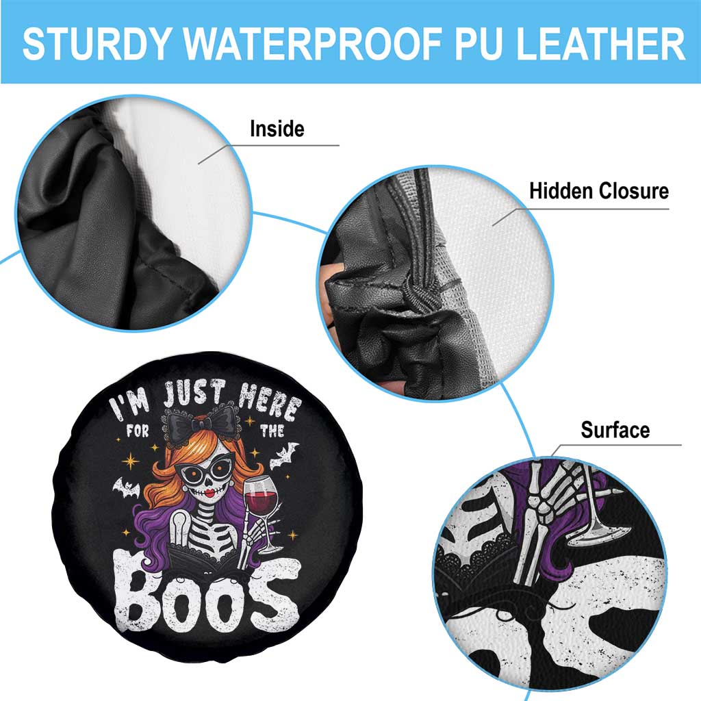 Funny Skull Halloween Spare Tire Cover I Am Just Here For The Boos Skeleton Party Girl TS14 Print Your Wear