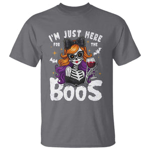 Funny Skull Halloween T Shirt I Am Just Here For The Boos Skeleton Party Girl TS14 Charcoal Print Your Wear