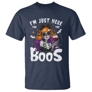 Funny Skull Halloween T Shirt I Am Just Here For The Boos Skeleton Party Girl TS14 Navy Print Your Wear