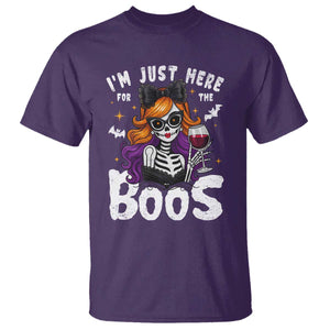 Funny Skull Halloween T Shirt I Am Just Here For The Boos Skeleton Party Girl TS14 Purple Print Your Wear