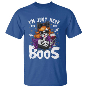 Funny Skull Halloween T Shirt I Am Just Here For The Boos Skeleton Party Girl TS14 Royal Blue Print Your Wear