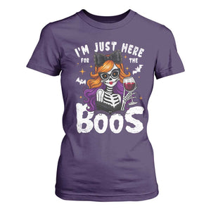 Funny Skull Halloween T Shirt For Women I Am Just Here For The Boos Skeleton Party Girl TS14 Purple Print Your Wear