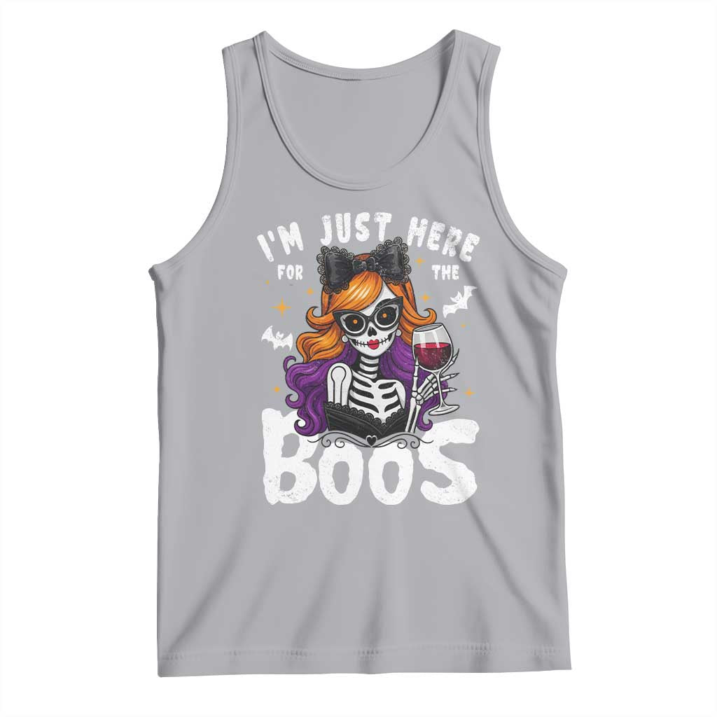 Funny Skull Halloween Tank Top I Am Just Here For The Boos Skeleton Party Girl TS14 Athletic Heather Print Your Wear
