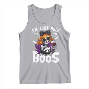Funny Skull Halloween Tank Top I Am Just Here For The Boos Skeleton Party Girl TS14 Athletic Heather Print Your Wear