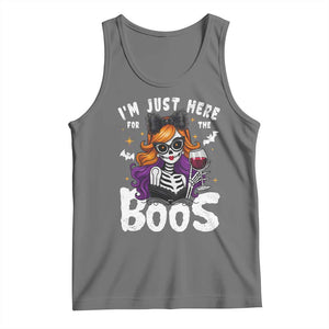 Funny Skull Halloween Tank Top I Am Just Here For The Boos Skeleton Party Girl TS14 Black Heather Print Your Wear