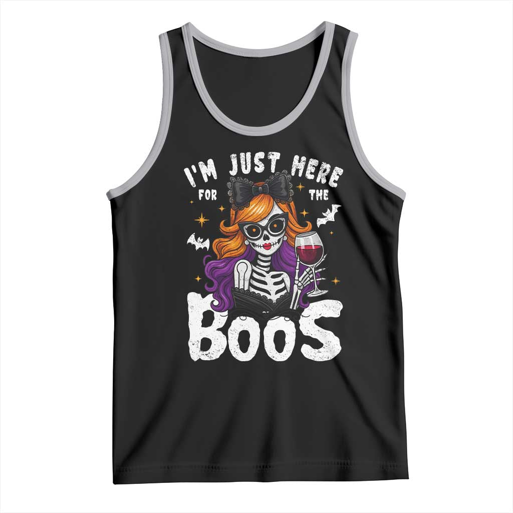 Funny Skull Halloween Tank Top I Am Just Here For The Boos Skeleton Party Girl TS14 Black Athletic Heather Print Your Wear