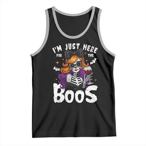 Funny Skull Halloween Tank Top I Am Just Here For The Boos Skeleton Party Girl TS14 Black Athletic Heather Print Your Wear