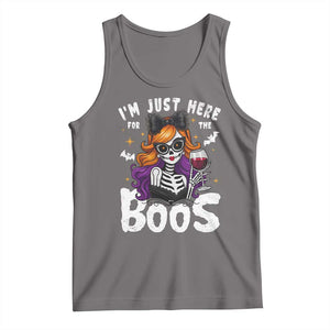 Funny Skull Halloween Tank Top I Am Just Here For The Boos Skeleton Party Girl TS14 Deep Heather Print Your Wear