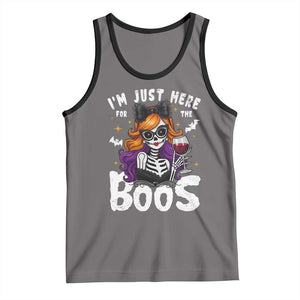 Funny Skull Halloween Tank Top I Am Just Here For The Boos Skeleton Party Girl TS14 Deep Heather Black Print Your Wear