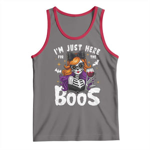 Funny Skull Halloween Tank Top I Am Just Here For The Boos Skeleton Party Girl TS14 Deep Heather Red Print Your Wear