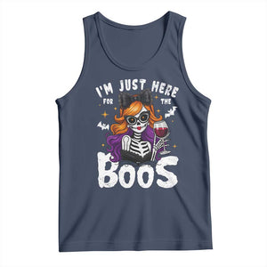 Funny Skull Halloween Tank Top I Am Just Here For The Boos Skeleton Party Girl TS14 Navy Print Your Wear