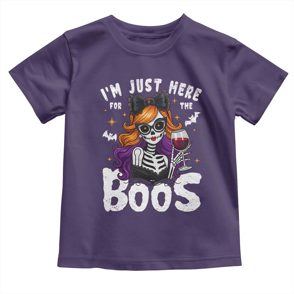 Funny Skull Halloween Toddler T Shirt I Am Just Here For The Boos Skeleton Party Girl TS14 Purple Print Your Wear