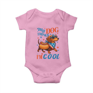 Funny Patriotic Dachshund Baby Onesie My Dog Thinks I Am Cool USA Dog Lover TS14 Light Pink Print Your Wear