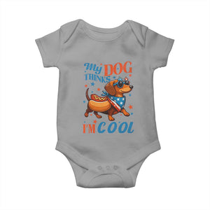Funny Patriotic Dachshund Baby Onesie My Dog Thinks I Am Cool USA Dog Lover TS14 Sport Gray Print Your Wear