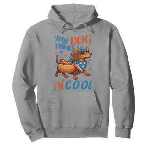 Funny Patriotic Dachshund Hoodie My Dog Thinks I Am Cool USA Dog Lover TS14 Sport Gray Print Your Wear