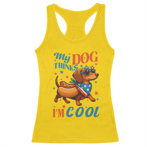 Funny Patriotic Dachshund Racerback Tank Top My Dog Thinks I Am Cool USA Dog Lover TS14 Daisy Print Your Wear