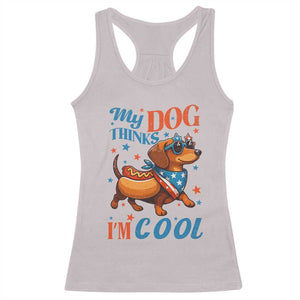 Funny Patriotic Dachshund Racerback Tank Top My Dog Thinks I Am Cool USA Dog Lover TS14 Ice Gray Print Your Wear