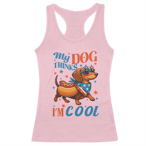 Funny Patriotic Dachshund Racerback Tank Top My Dog Thinks I Am Cool USA Dog Lover TS14 Light Pink Print Your Wear