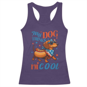 Funny Patriotic Dachshund Racerback Tank Top My Dog Thinks I Am Cool USA Dog Lover TS14 Purple Print Your Wear