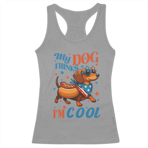 Funny Patriotic Dachshund Racerback Tank Top My Dog Thinks I Am Cool USA Dog Lover TS14 Sport Gray Print Your Wear