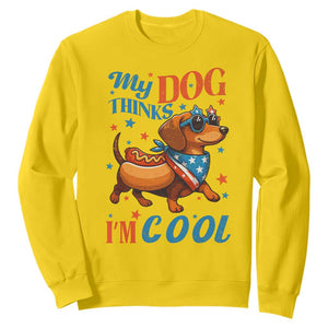 Funny Patriotic Dachshund Sweatshirt My Dog Thinks I Am Cool USA Dog Lover TS14 Daisy Print Your Wear