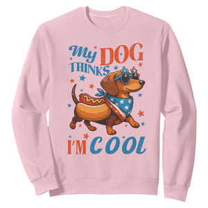 Funny Patriotic Dachshund Sweatshirt My Dog Thinks I Am Cool USA Dog Lover TS14 Light Pink Print Your Wear