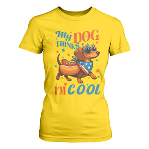 Funny Patriotic Dachshund T Shirt For Women My Dog Thinks I Am Cool USA Dog Lover TS14 Daisy Print Your Wear