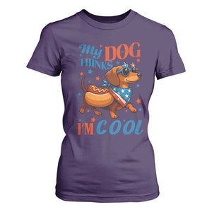 Funny Patriotic Dachshund T Shirt For Women My Dog Thinks I Am Cool USA Dog Lover TS14 Purple Print Your Wear