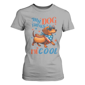 Funny Patriotic Dachshund T Shirt For Women My Dog Thinks I Am Cool USA Dog Lover TS14 Sport Gray Print Your Wear