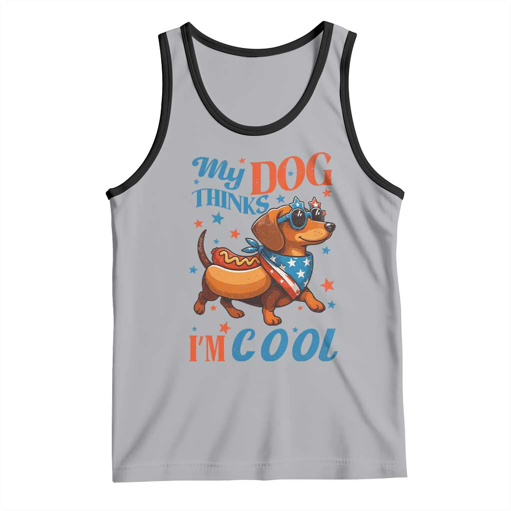 Funny Patriotic Dachshund Tank Top My Dog Thinks I Am Cool USA Dog Lover TS14 Athletic Heather Black Print Your Wear