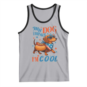 Funny Patriotic Dachshund Tank Top My Dog Thinks I Am Cool USA Dog Lover TS14 Athletic Heather Black Print Your Wear
