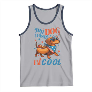 Funny Patriotic Dachshund Tank Top My Dog Thinks I Am Cool USA Dog Lover TS14 Athletic Heather Navy Print Your Wear