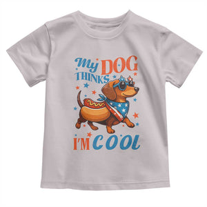 Funny Patriotic Dachshund Toddler T Shirt My Dog Thinks I Am Cool USA Dog Lover TS14 Ice Gray Print Your Wear