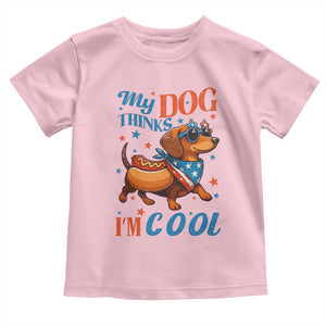 Funny Patriotic Dachshund Toddler T Shirt My Dog Thinks I Am Cool USA Dog Lover TS14 Light Pink Print Your Wear