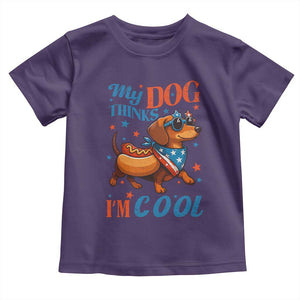 Funny Patriotic Dachshund Toddler T Shirt My Dog Thinks I Am Cool USA Dog Lover TS14 Purple Print Your Wear