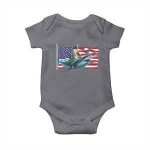 Funny Jesus Shark Baby Onesie Christian Patriotic American Flag Meme TS14 Charcoal Print Your Wear